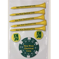Value Pack w/ Five 2 3/4" Tiger Golf Tees, Two 3/4" Ball Markers & 1 Poker Chip